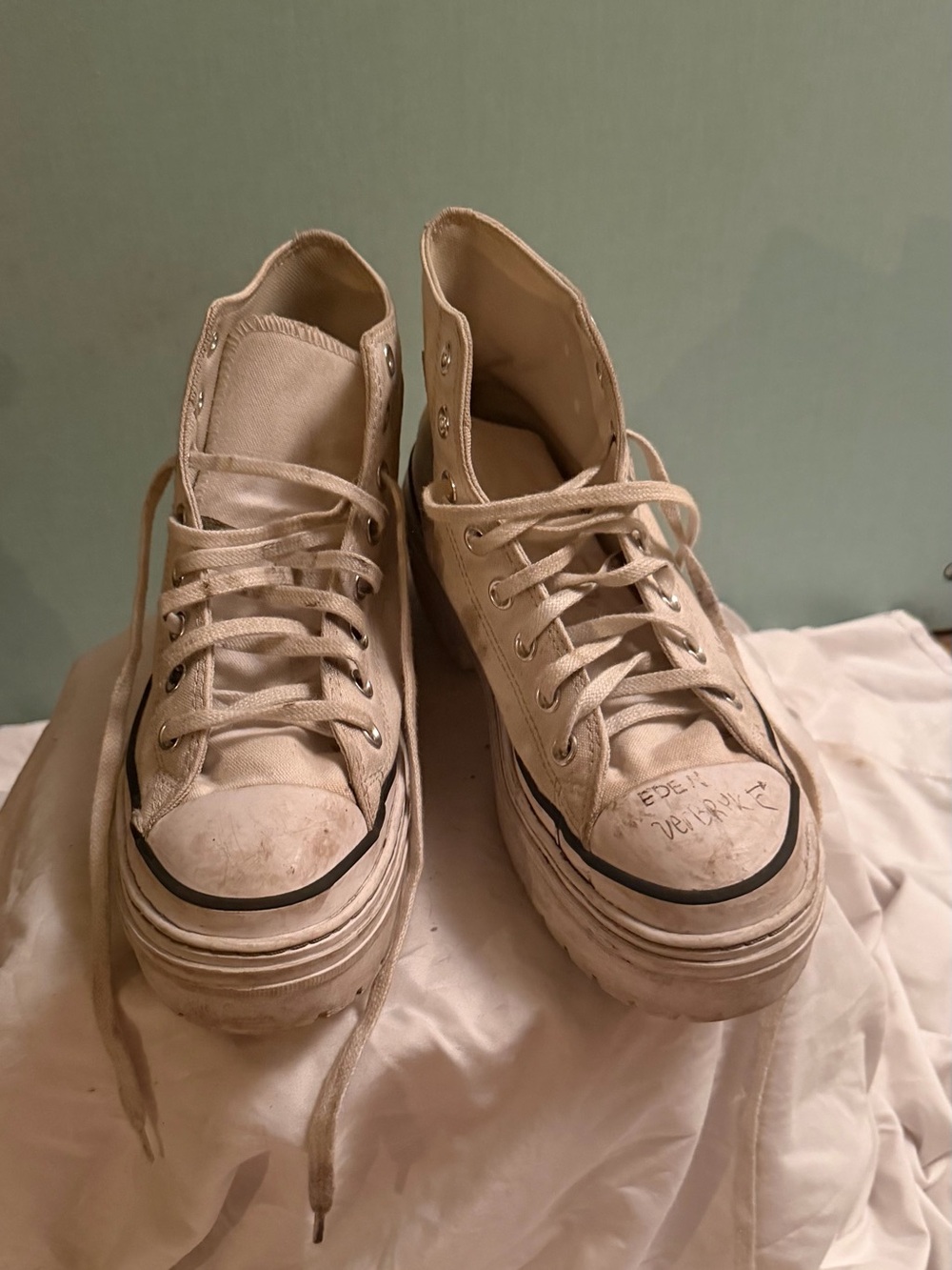 Converse White High-Top Platform Canvas Combat Boots